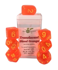 Translucent Blood Orange with Yellow Numbers - Set of 7